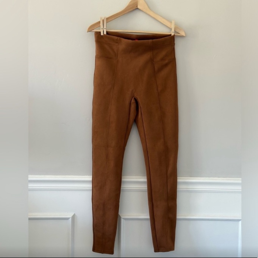 NWOT Spanx Brown Suede Faux Leather Leggings - M